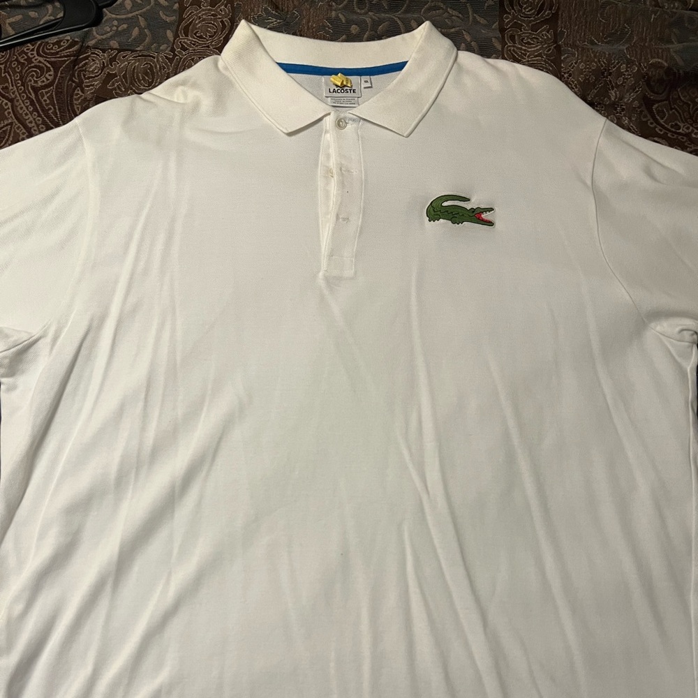 Mens White Lacoste Polo